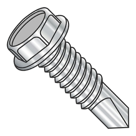 Usa Industrials Self-Drilling Screw, #10-24 x 1/2 in, Plain 18-8 Stainless Steel Flange Hex Head External Hex Drive BULK-SCRW-12609